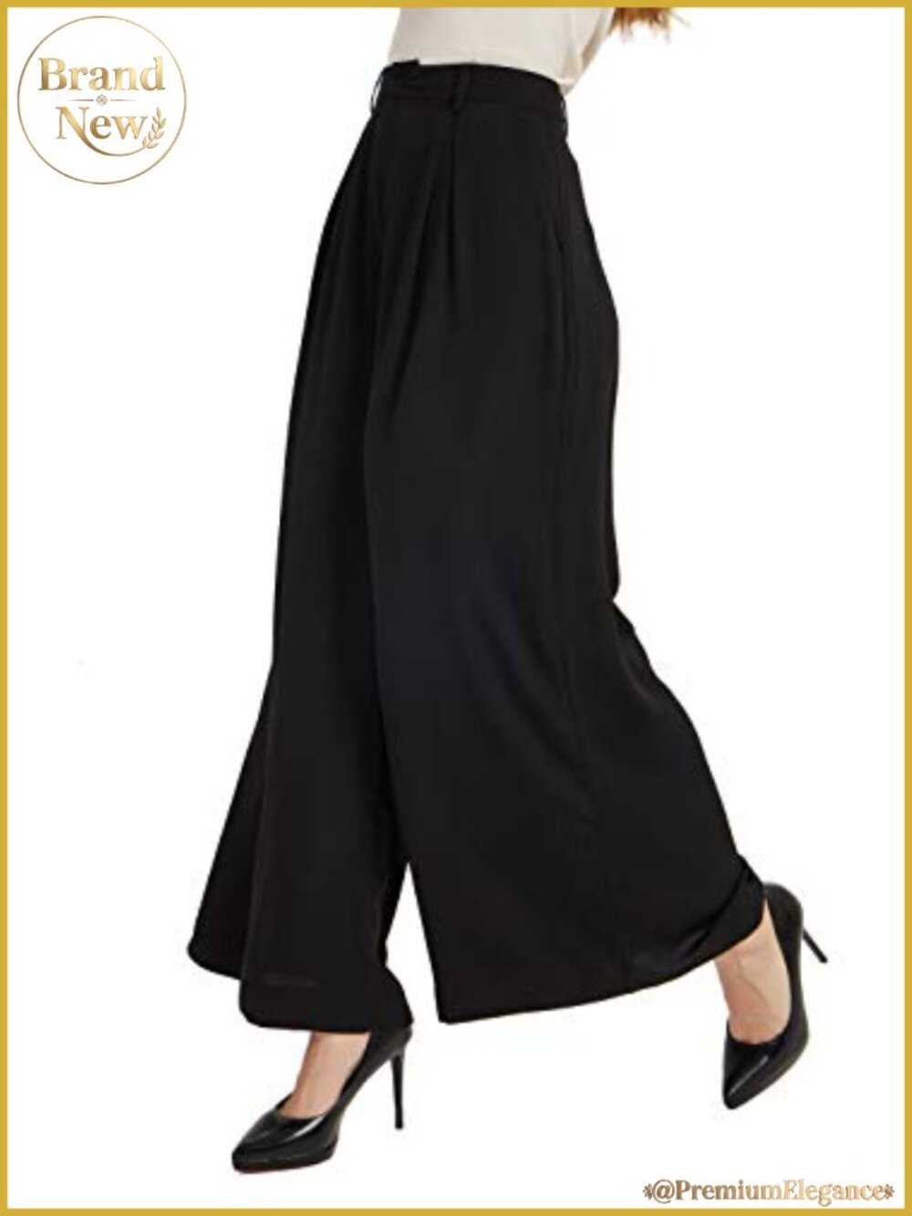 Women's High Waist Wide Leg Palazzo Pants Business Casual Twill